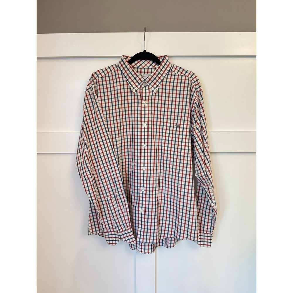 Onward Reserve button front long sleeve xxl red white blue plaid EUC